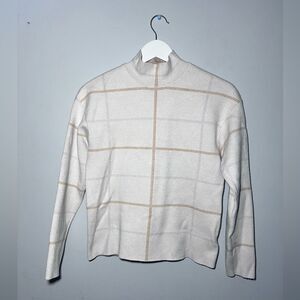 Anthropologie Ivanna Lizzie Mock Neck Window Pane Pattern Preppy Sweater XS